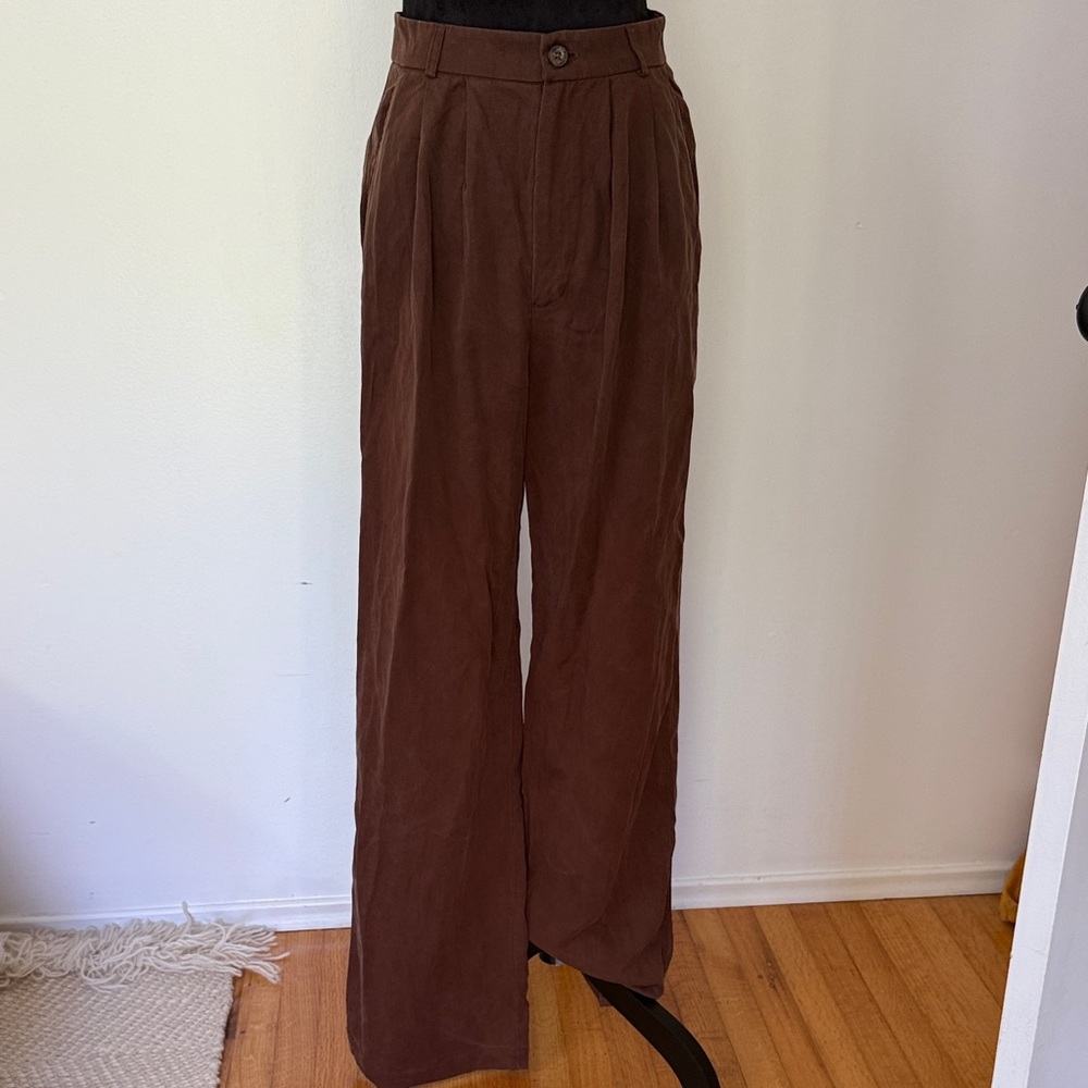 Reformation Rich Brown Mason Dress Pants